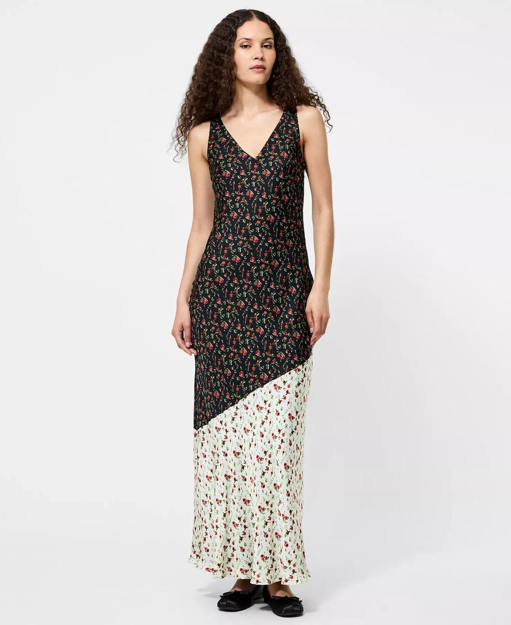 French Connection Julia Ditsy Bloom Sleeveless Maxi Dress Multi Size 4 3332
